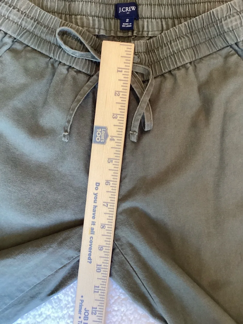 J.Crew Linen Blend Olive Pull On Pants Coastal Quiet Luxury Size 2